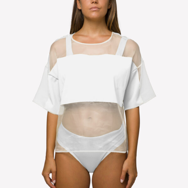 Oversize T-shirt silk organza and jersey White