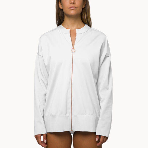 Bomber jacket with embroidery White