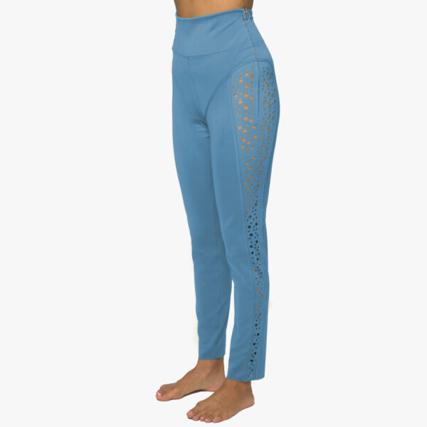 Pantalone skinny lavorazione laser Blu Topazio